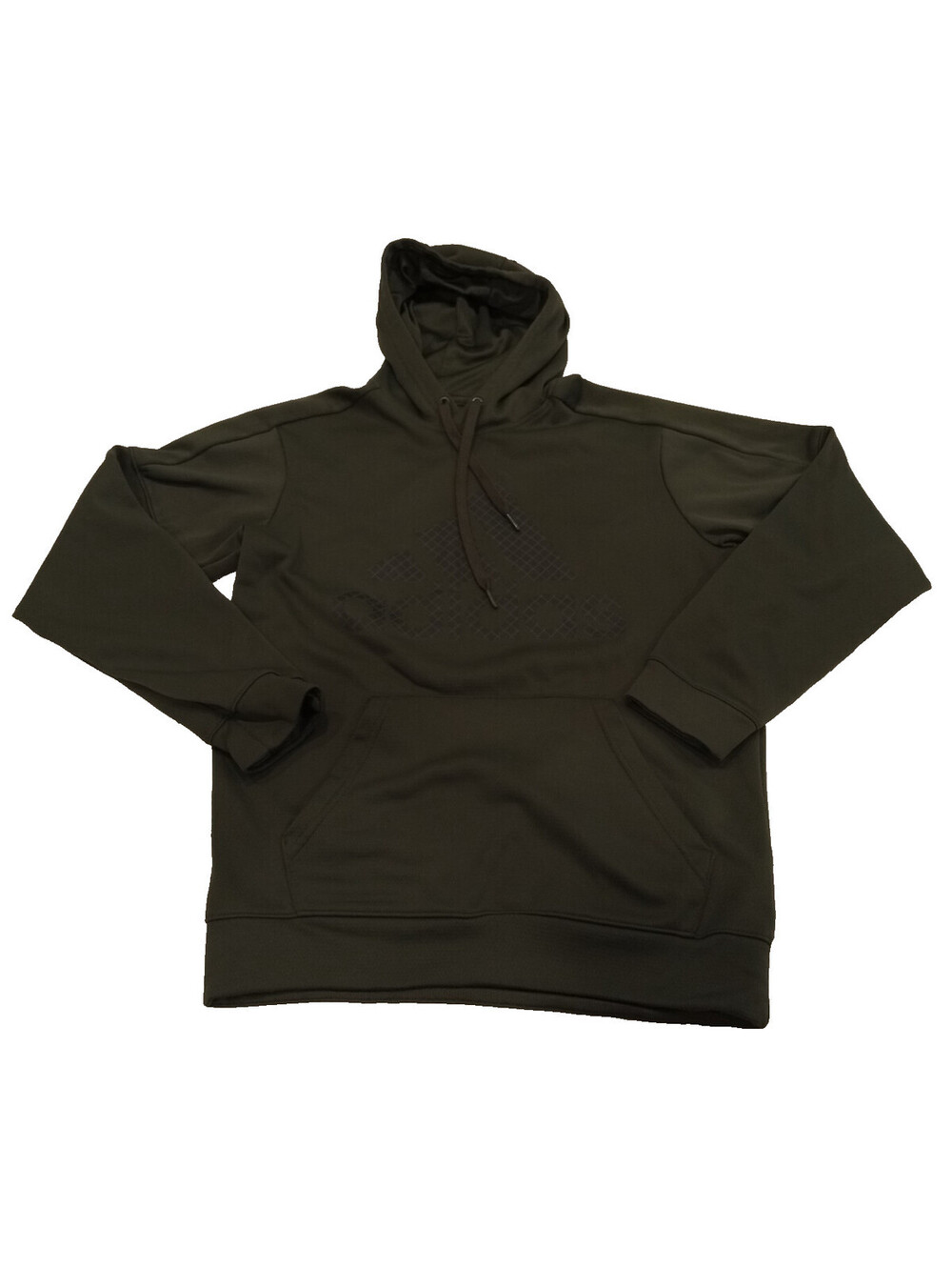 adidas Hoodie Mens Medium Olive Green Embossed Grid Logo Performance Pullover M